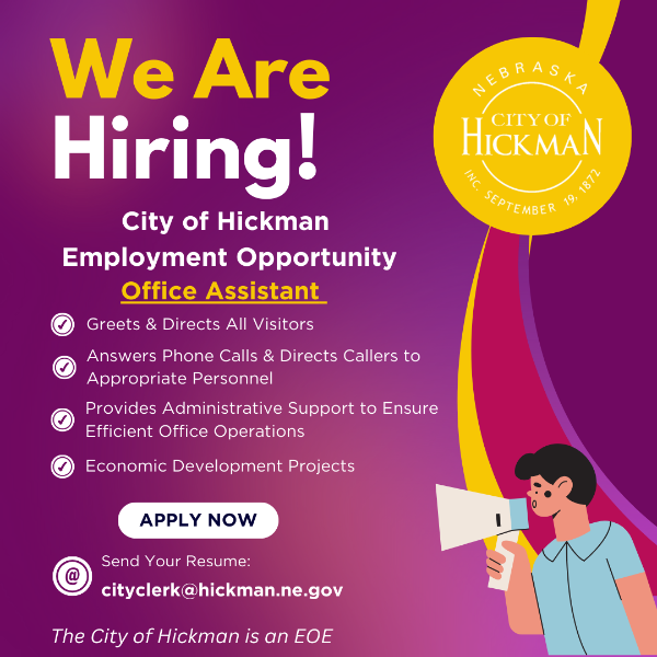 City of Hickman Office Assistant Job Opening